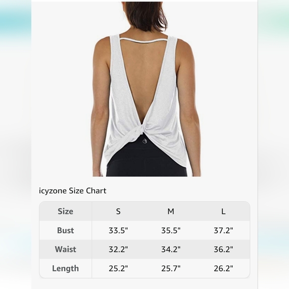 Icyzone White Twist Backless Athletic Work Out Tank Top Womens Medium - Picture 7 of 10